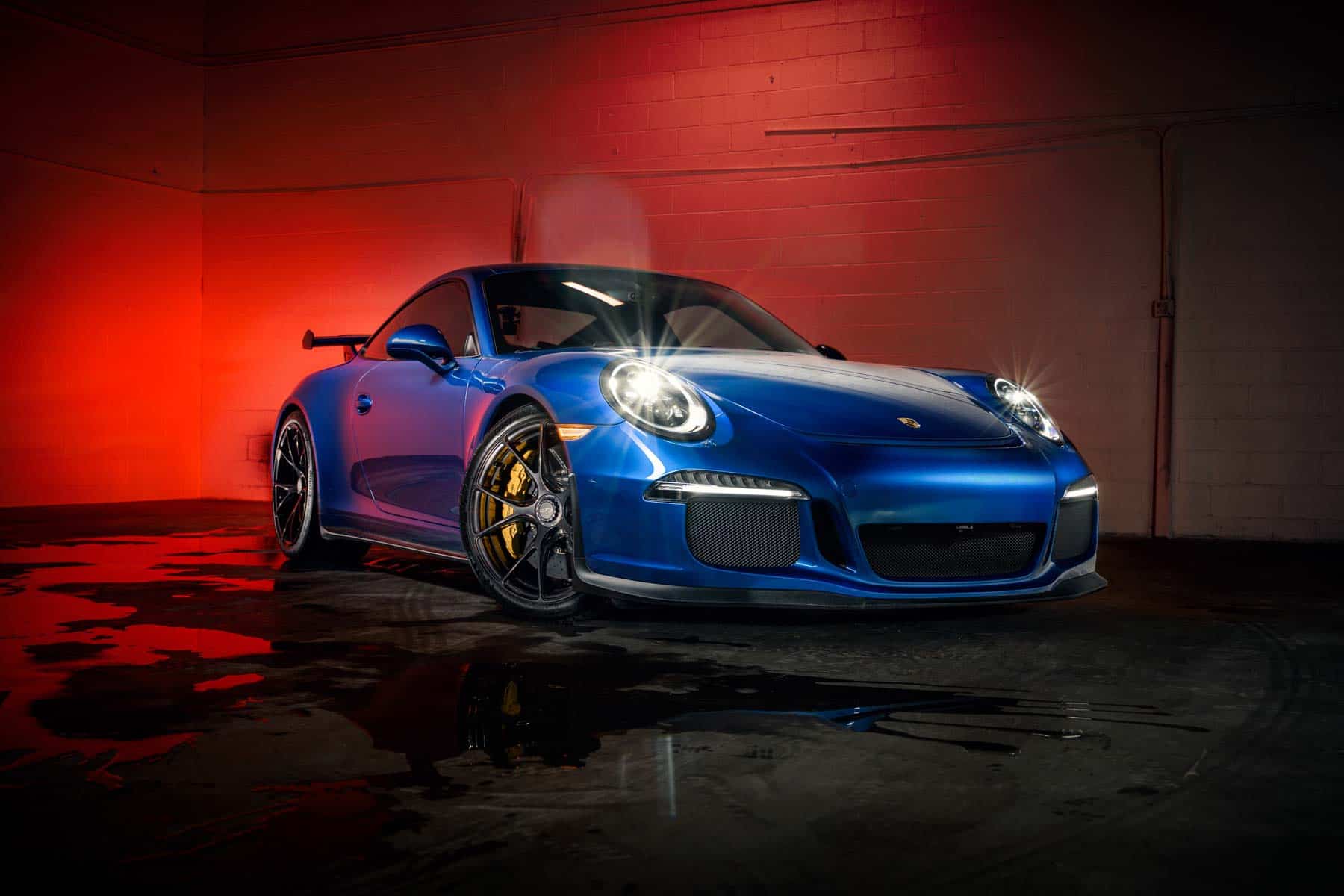 Glossy Porsche protected with a professional ceramic coating